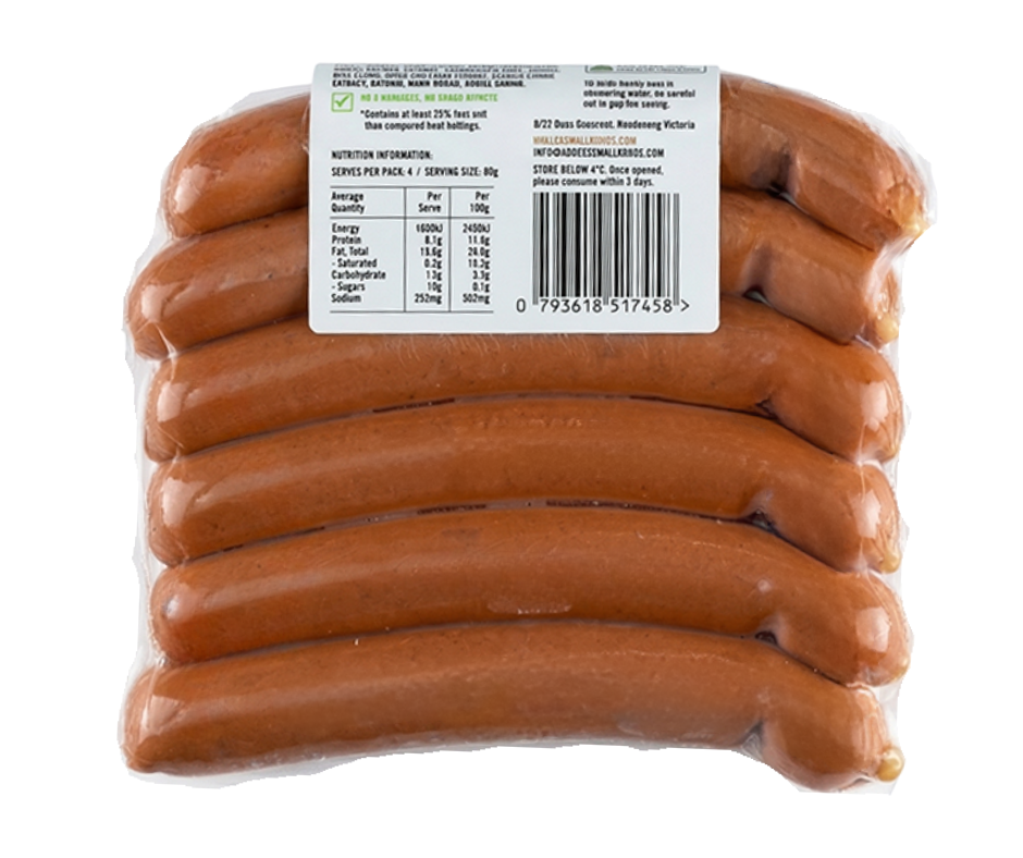 Natural Beef Hot Dogs 320g - 6 Pack
