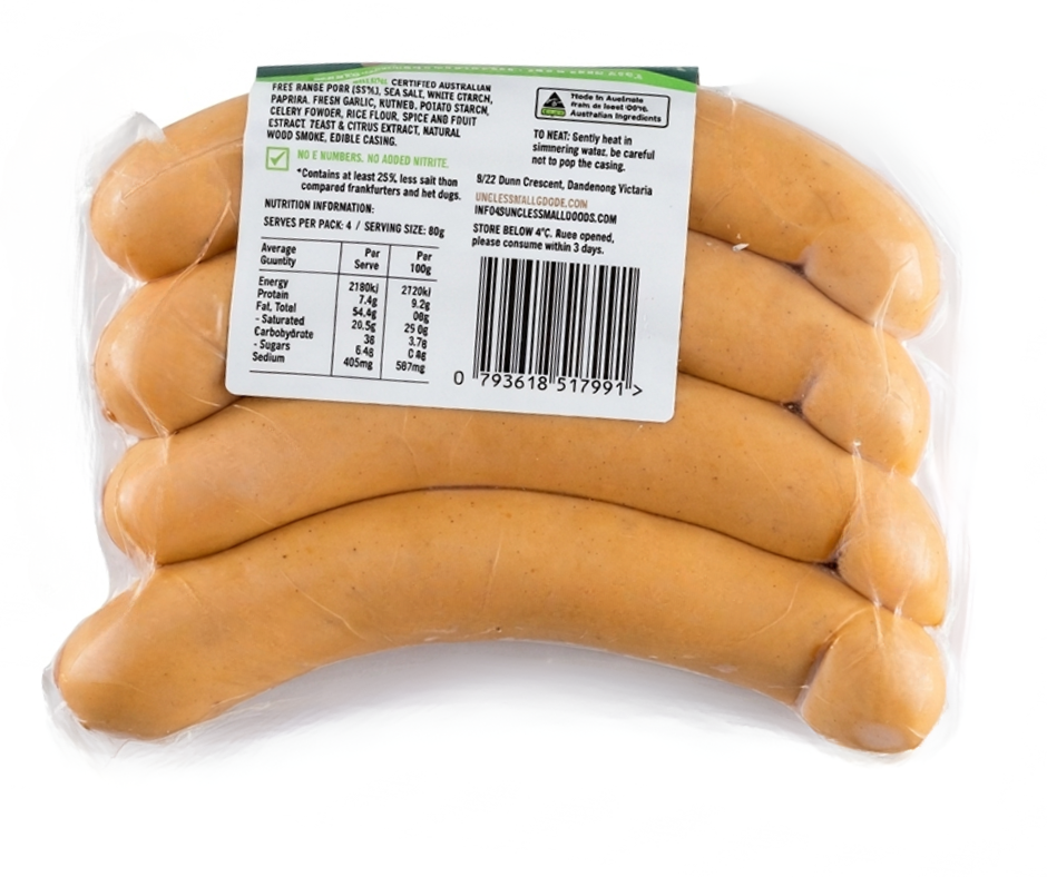 Natural Hot Dog Franks 320g - 4 Pack
