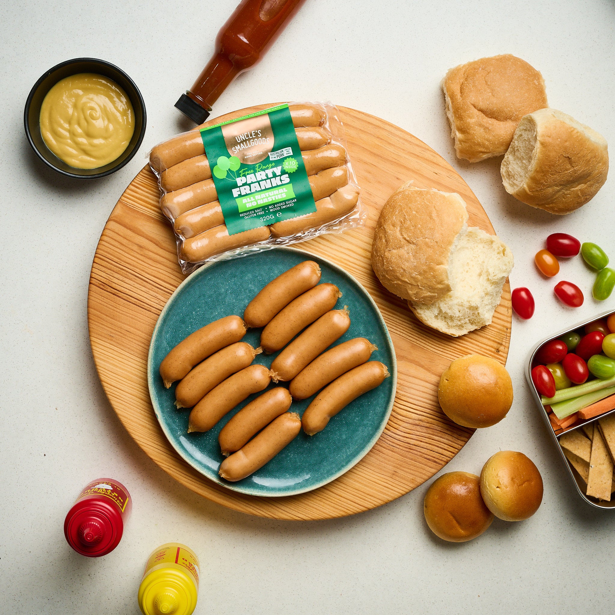 Natural Party Franks 320g - 10 Pack