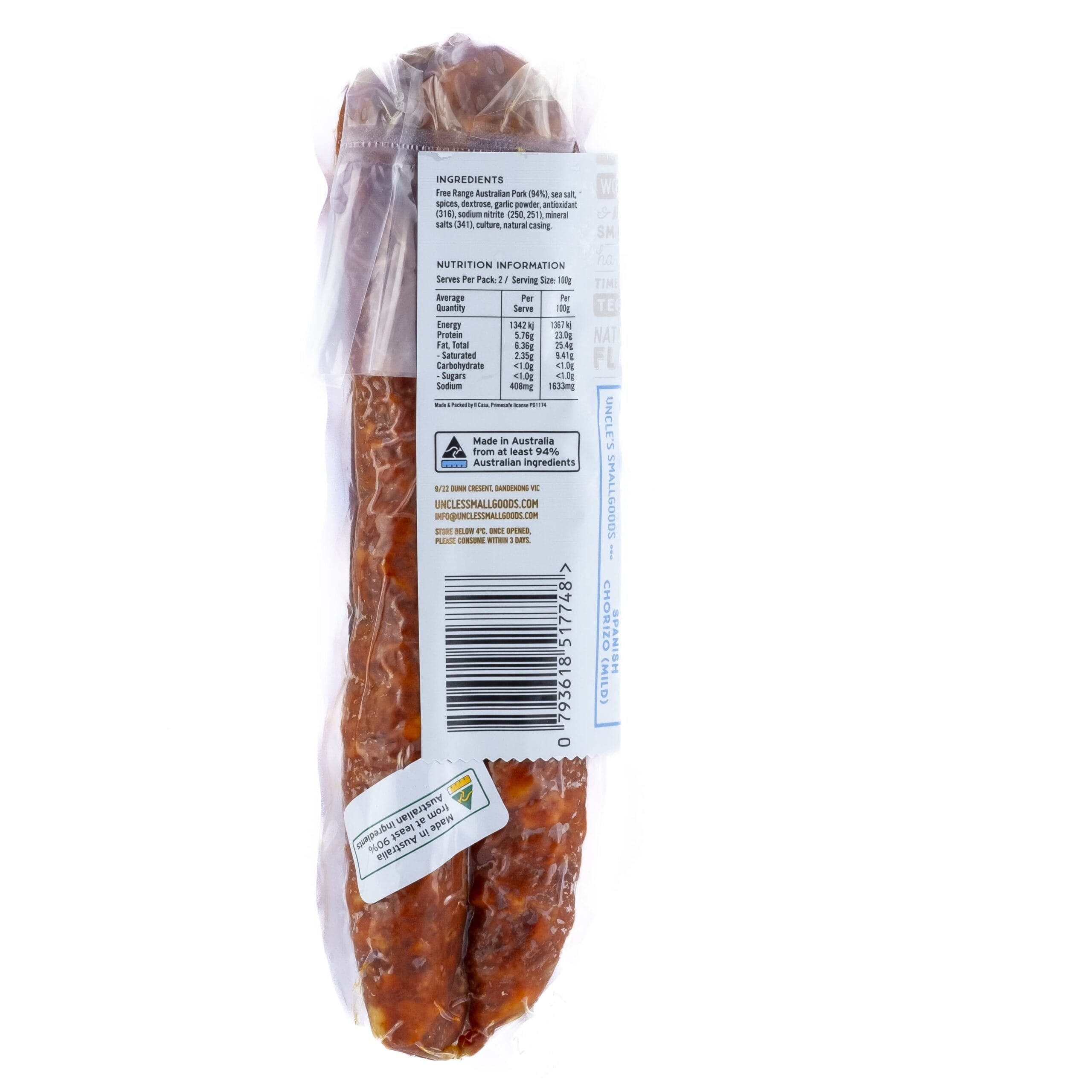 Chorizo Fermented Mild 200g - 2 Pack